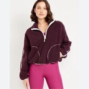 Old Navy Cozy Comfy Loose Sherpa Quarter-Zip Pullover Sweater XXL Tall NWOT